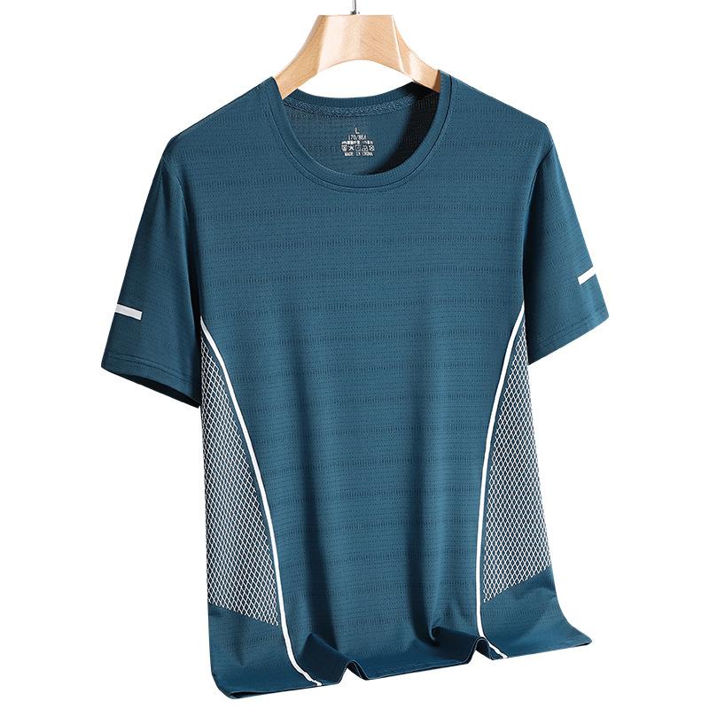 Tricou pentru bărbați cu mâneci scurte, vară, cu gât rotund, lejer, alergare în aer liber, ocazional, sport, fitness, plasă, respirabil, uscare rapidă.