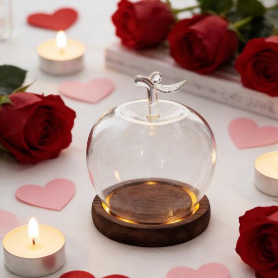 Glaskupa med träbas Klar glaskåpa Dammtät Dekorativ visningskupa för konserverade blommor Miniatyrer Smycken