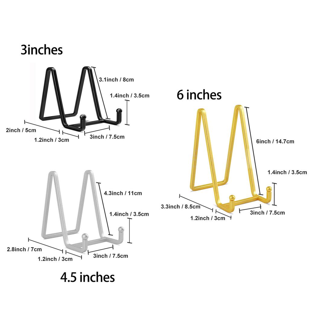Pack of 2 Elegant Sturdy Iron Easel Display Stands for Photos And Decorative Plates In Bibranting Color Designs