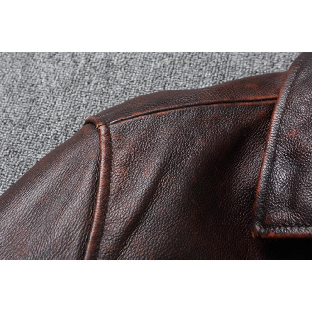 Chinese Size Casual Leather Jacket Men Real Cow Leather Retro Vintage Leather Jackets Mens Jackets