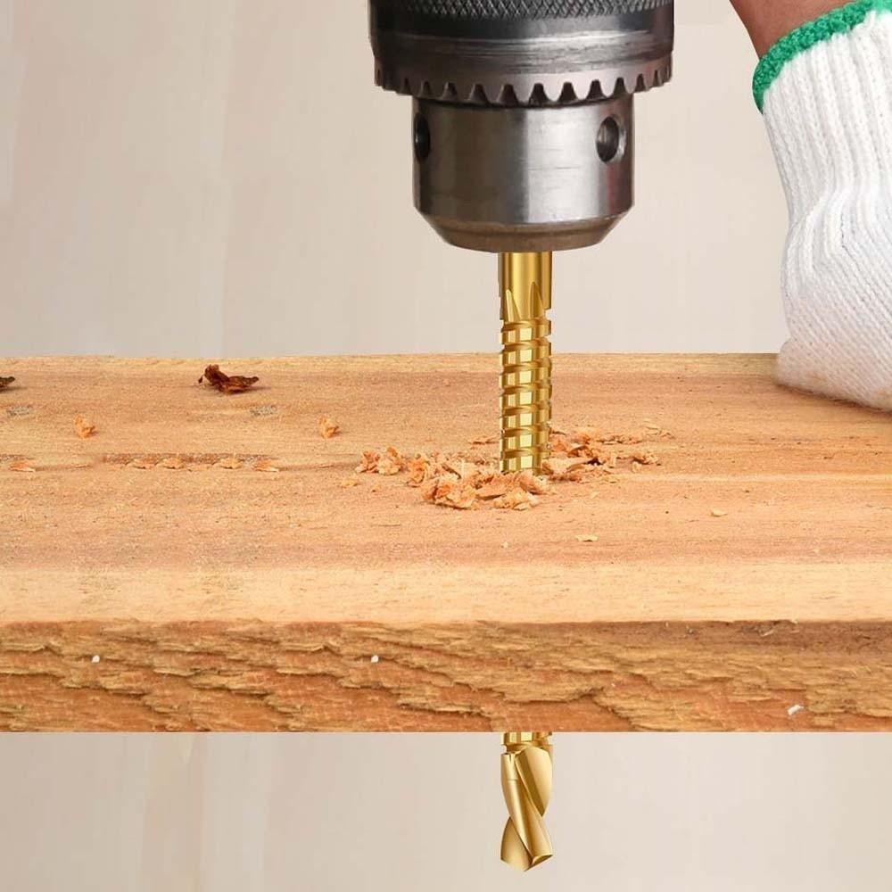 6pcs Hole Opening Twist Bore Bits 3-8MM HSS Drill Bits 3 in 1 Grooving Drills  Thin Wooden Board