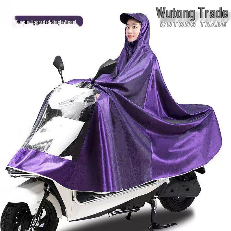 Electric Vehicle Motorcycle Raincoat - Anti-Heavy Rain, Enlarged, Thickened, Jacquard, for Single/Double Person with Leg Cover, Unisex