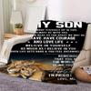 Emotional Lion Print Fleece Blanket for Son - Mom's Inspiring Message Gift, Soft Warm Throw for Bedroom, Couch, Travel,