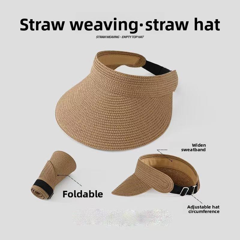 

Summer Straw Sun Hat With Wide Brim For Women Outdoor Beach Sun Protection хаки