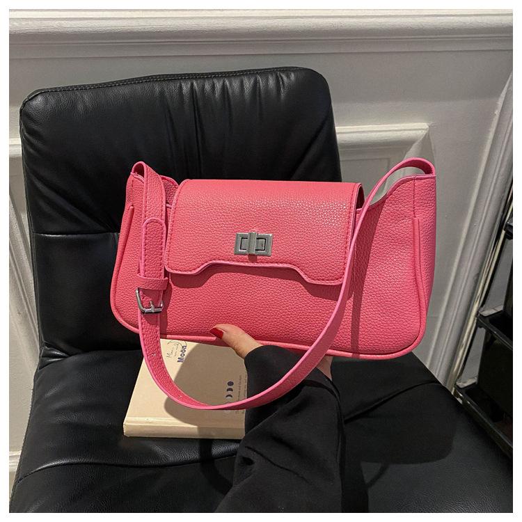 

Сумка через подмышку Женская сумка Модная сумка Buried Bone Маленькая квадратная сумка Niche Универсальная сумка через плечо Transfer Lock Женская сумка Tide роза розовый