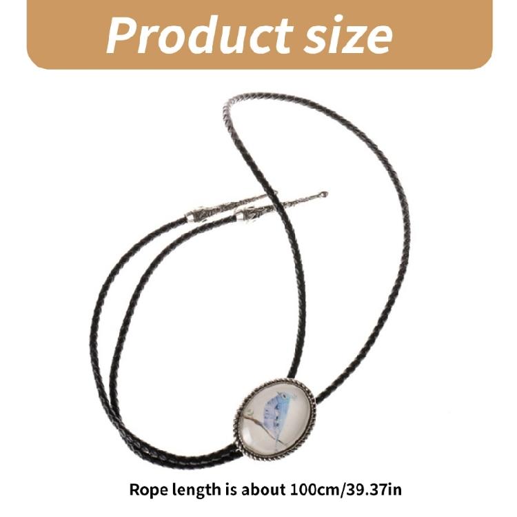 Braided Shoestring Stone Bolo Tie Carved Charm Cowboy Necktie Necklace