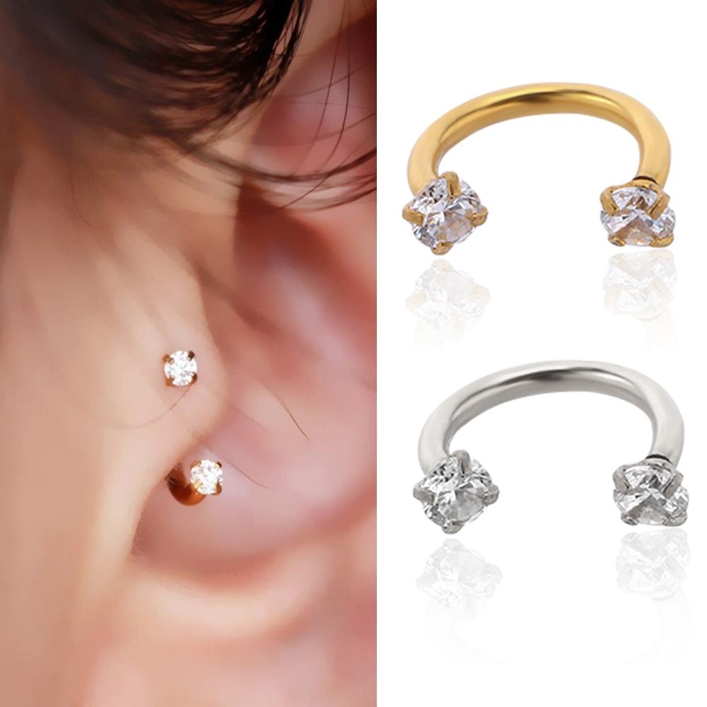 Stainless Steel Crystal Hoop Ring Piercing Nose Ear Belly Button Rings Women Men Cartilage Helix Earrings Daith Piercing Jewelry