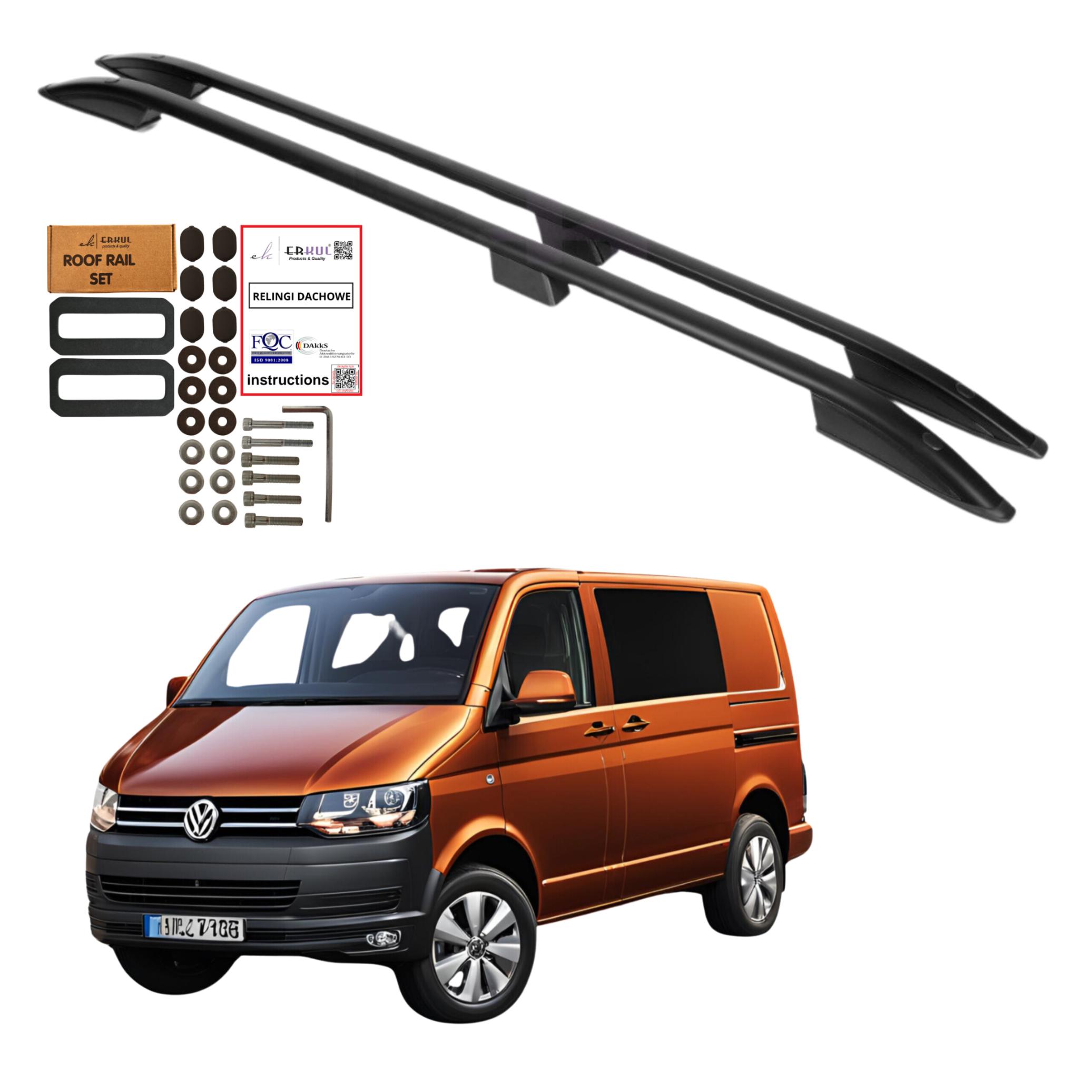 Roof rails VOLKSWAGEN TRANSPORTER CARAVELLE T5 T6 SHORT BLACK