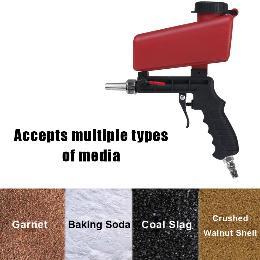 Handheld Pneumatic Blasting Gun Set Adjustable Small Sand Blasting Machine Portable Gravity Sand Blaster Sandblasting Gun 90psi