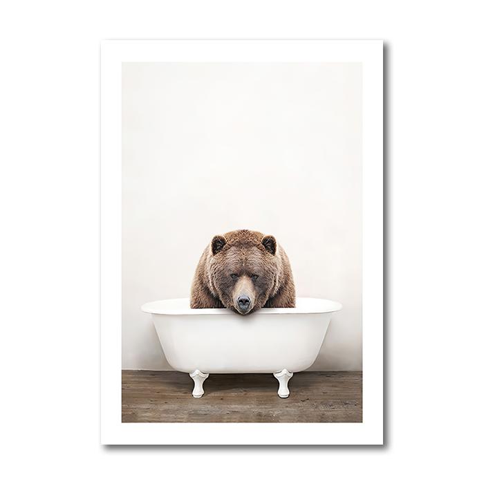 

Плакат для ванной с детскими животными, Жираф, Слон, Панда, холст, картина, детская настенная живопись, печать, изображение для детей, украшение для ванной комнаты 40x60cm No Frame