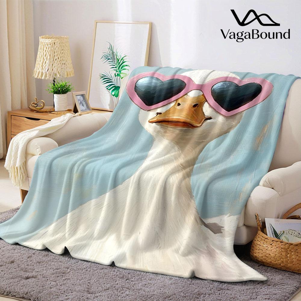 Cute Cool Duck Flannel Blanket Perfect for Sofa Office Bed Travel Sleep Read Relax Camping Four Season Use