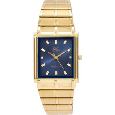 [citizen Q A] Qa80 002 Analog Waterproof Metal Band Watch  Men S  Blue  Navy Gold