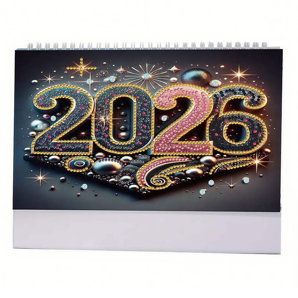 5D/DIY Calendar Shiny Rhinestones Decor Calendar Multi-Purpose Crystal Painting Desk Calendars Kit for Wedding Birthday Holiday