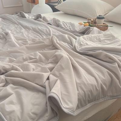 Light Luxury Gray Cool Silk Summer Quilt, Two People Washable Take A Nap Thin Quilt Student Single Air Condition Blanket