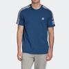Adidas Originals Trefoil Tech Tee With Three-Stripe Logo Print Short Sleeve T-Shirt Men Tops Blue FM3798