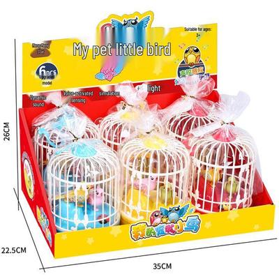 Voice-Activated Mini Bird Cage Toy with Lights and Birdsong