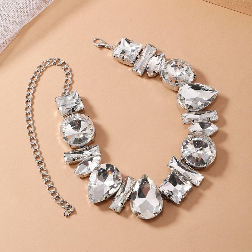 Exaggerated Rhinestone Necklace Light Luxury Women's Choker Temperament Crystal Necklace  Girls