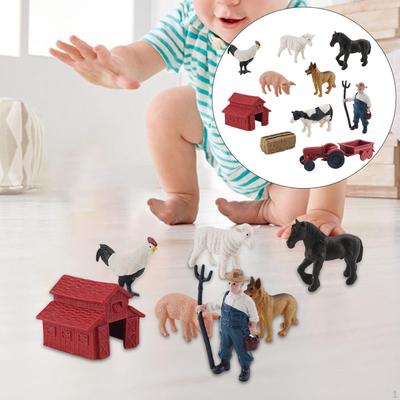 Farm Animals Figurines Toys Small Poultry Vehicle Toy Playset Early Educational for 3 4
