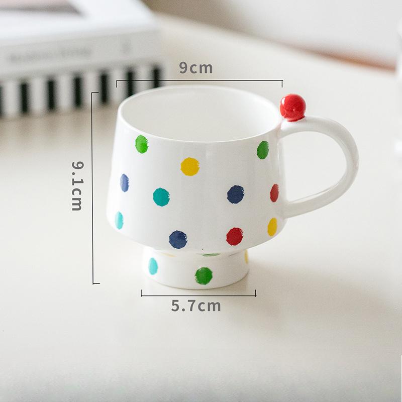 

Цветная чашка в горошек, креативный бокал, бытовая керамическая кружка, кофейная чашка, изысканная чашка для воды для пары высокого класса 400ml