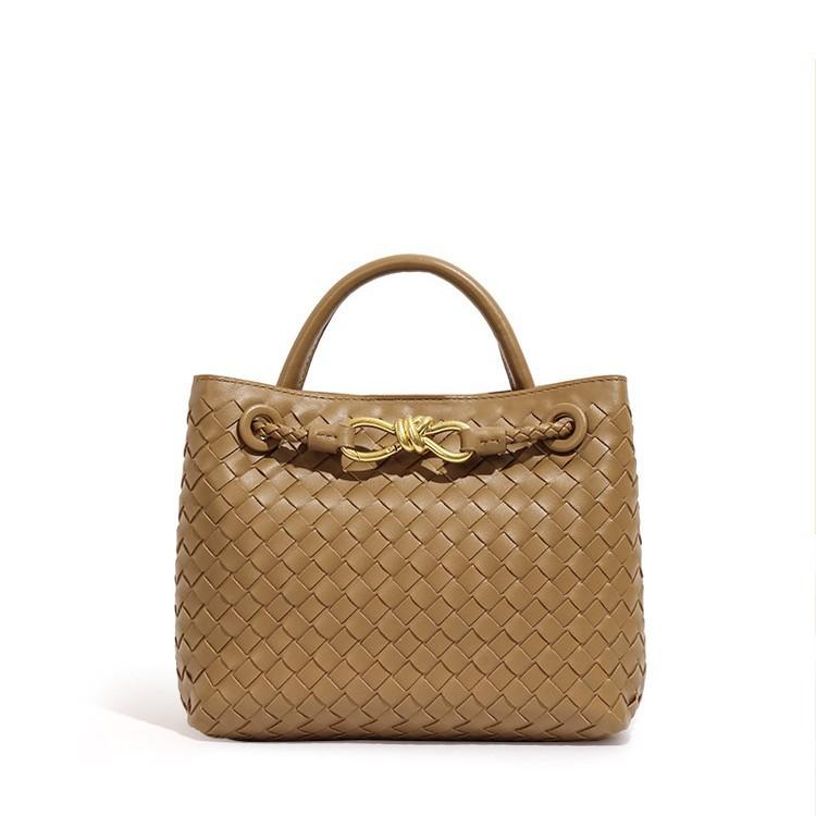 Ręcznie tkana torebka damska, torebka z kokardą, casualowa torba na ramię o dużej pojemności, bez logo