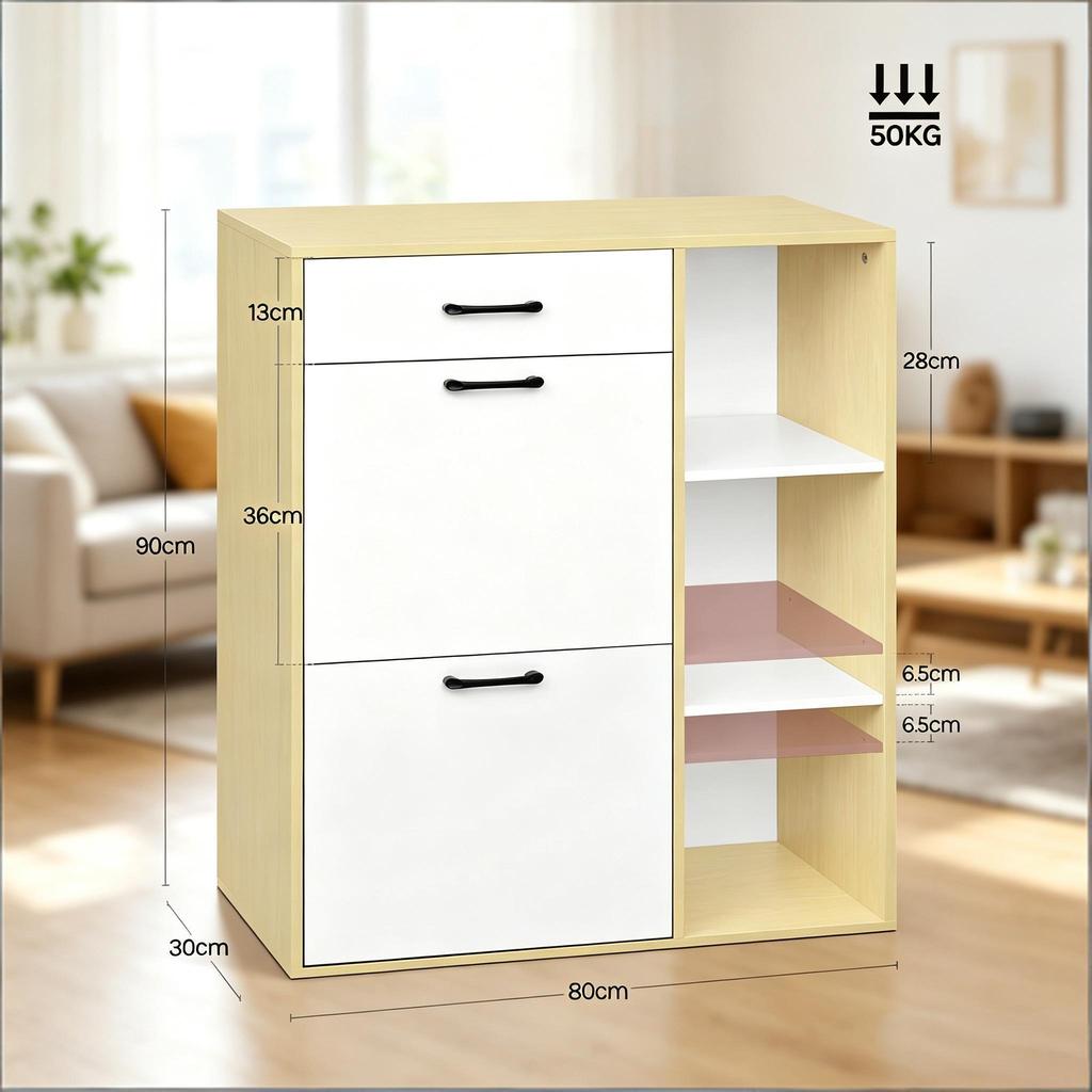 3-in-1 Shoe Rack, Entryway Shoe Cabinet, Narrow Storage Cabinet, Shoe Organizer