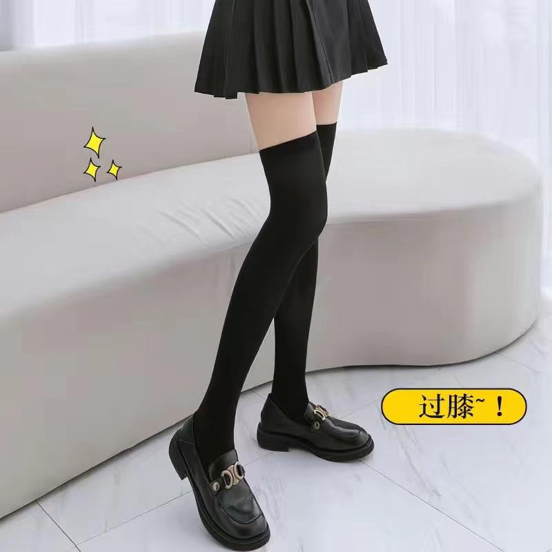 Knee socks spring and summer thin velvet leggings children's white stockings long tube black jk thigh high tube