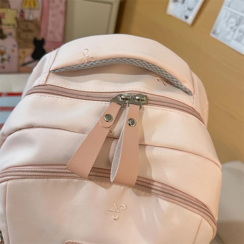 Damen-Rucksack mit Stickerei-Schleife, große Kapazität, Schultasche für Studenten