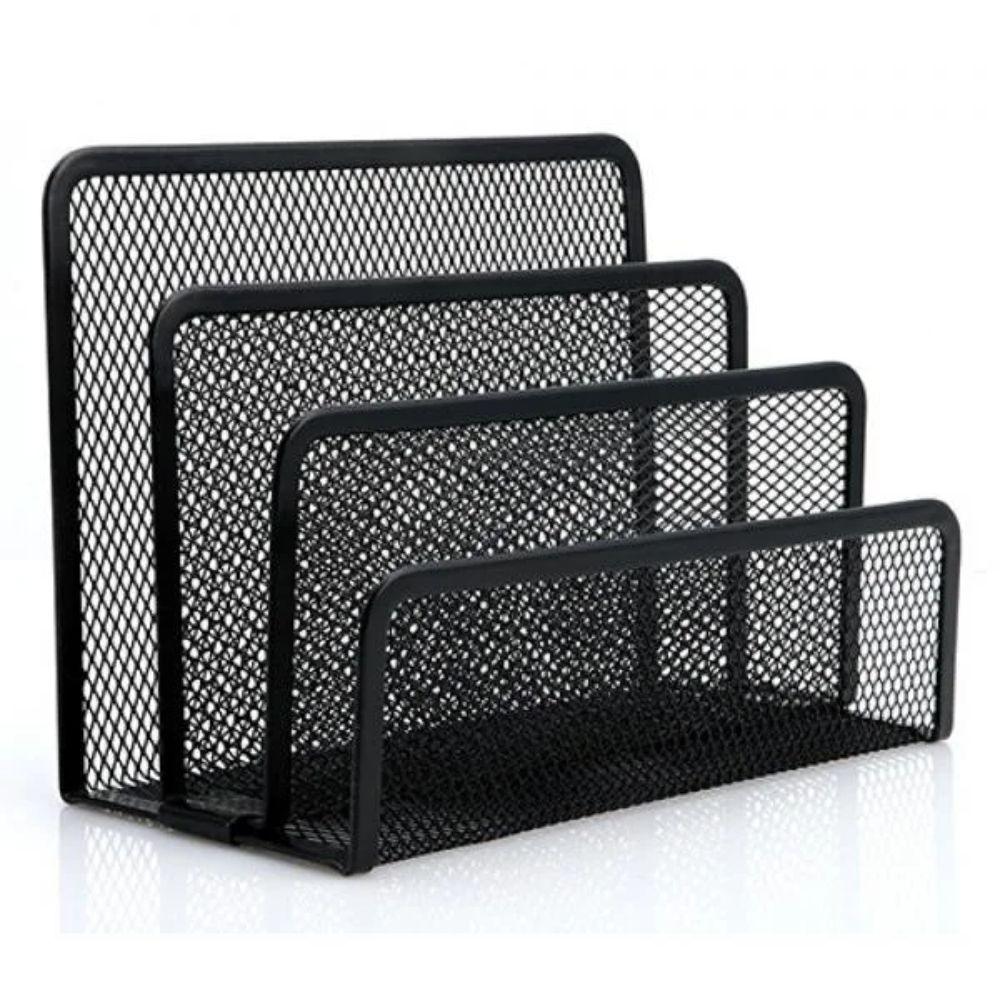 Three-layer Office Supplies Storage Rack Metal Mesh Desk Organizer Business Card File