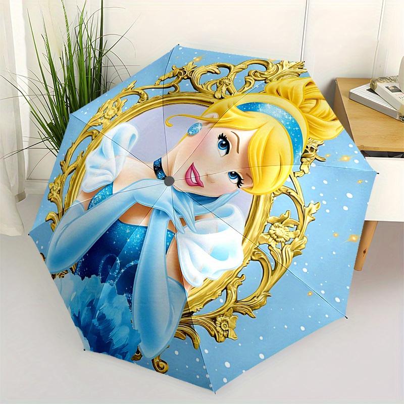 

Cinderella, Princess Automatic Opening and Closing Umbrella - 8 Ribs Portable Folding Umbrella with Plastic Handle, Suitable for Leisure and