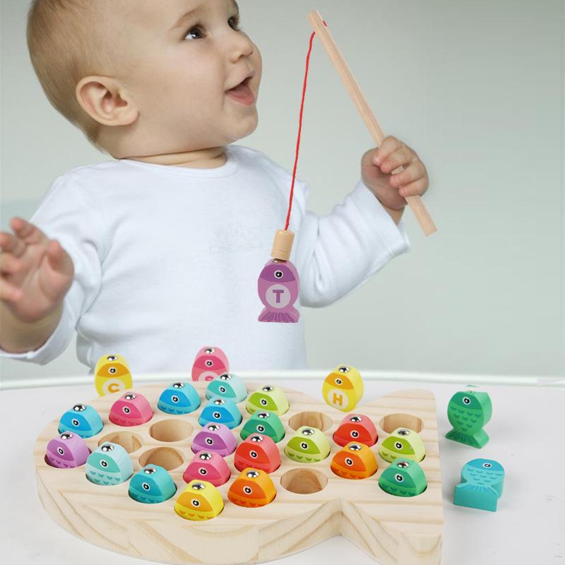 Jeu de pêche en bois pour enfants Jouets Cadeaux Éducation précoce Alphabet Numérique Jouets Cognitifs Jeux Interactifs pour Enfants Jouets Pour Cadeaux