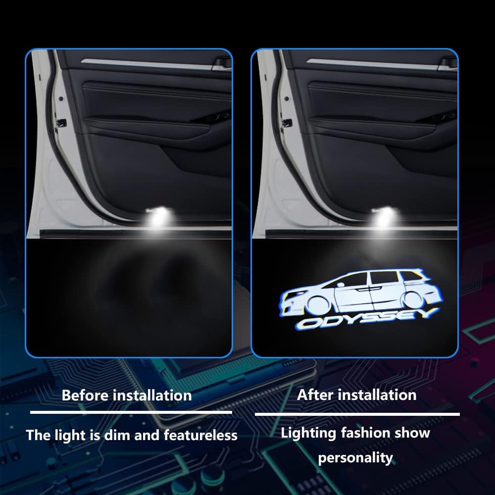 2 Pcs Car LED Projector Door Shadow Light Welcome Laser Emblem Logo Lamps Kit Puddle Lights Courtesy Step Ground Lamp HD Replacement for (Odyssey