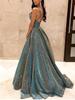Women's Tube-top Shiny Long A-line Slim Evening Dress