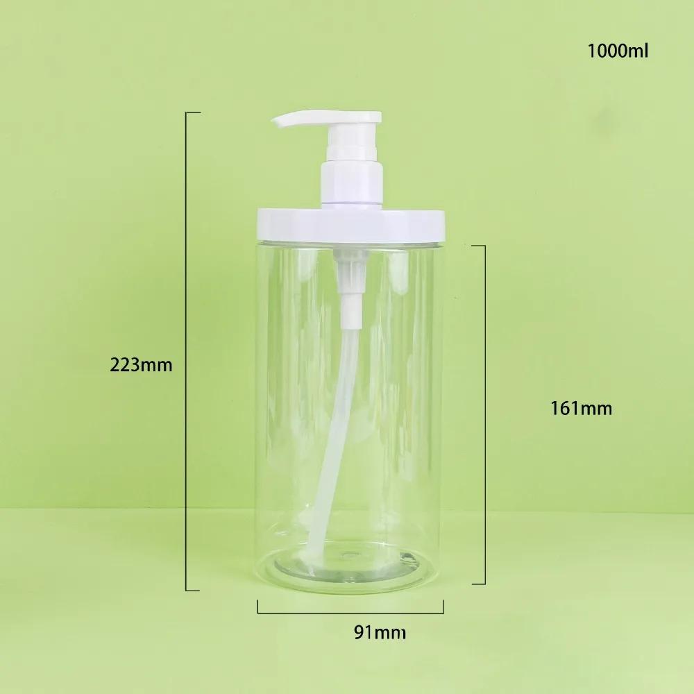 Large caliber Laundry detergent packaging press bottle 500/1000ml Refillable square clear foam pump Shower Soap bottle container
