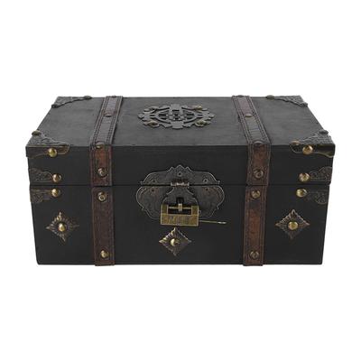 Retro dřevěná úložná krabice Vintage truhla na poklady Úložná krabice Multifunkční dekorativní krabice pro