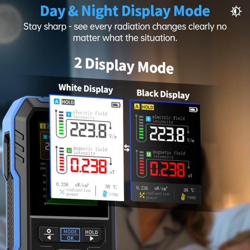 Professional Electromagnetism Radiation Analyzers 4 Mode Electromagnetic Field Detectors With Sound Light Alarm Rechargeable