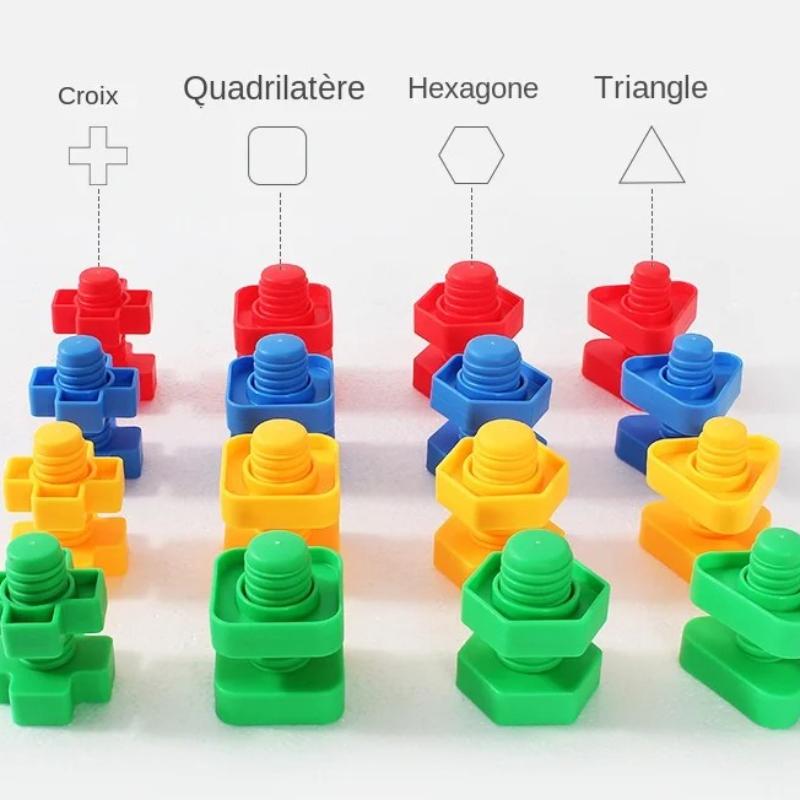 Screw Building Blocks Nut Shape Match Puzzle Toys For Children Infant Montessori Shape Color Recognize Educational Toys
