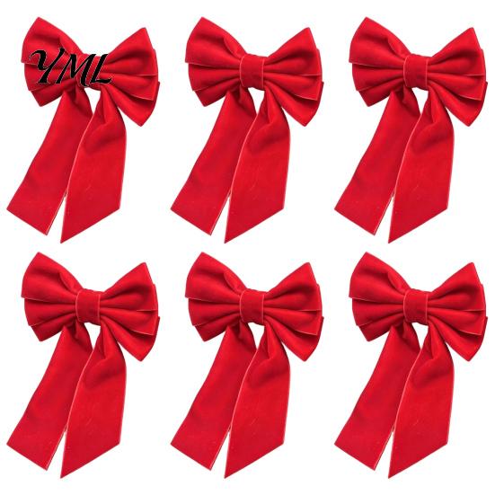 Klassieke Kerst Tafeldecoraties 6 Stuks Fluwelen Strik Servetringen, Stofhouders, Rode Elegante Retro Decoraties Groene Ringen voor Diner Feestdagen