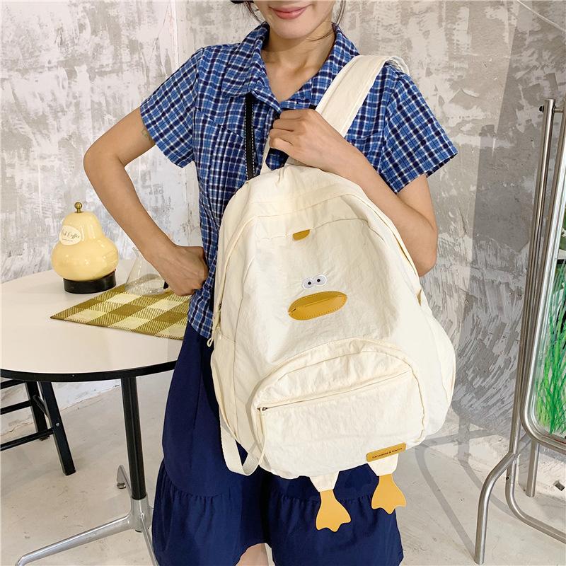 Korean Casual Student Schoolbag Large Capacity Cartoon Cute Little Duck Backpack Men and Women Backpack Large Capacity