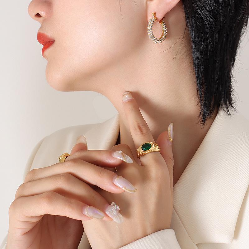 Exquisite U-shaped Full Diamond Earrings: European & American Light Luxury Fashion