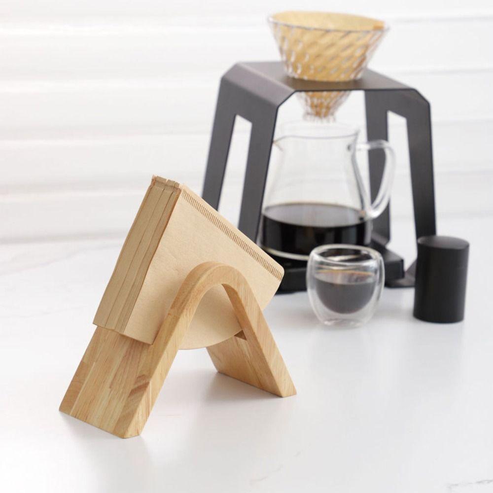 Solid Wood Coffee Filter Holder Arched Design Easy Access Coffee Filter Storage Rack Handmade Multifunctional Filter Paper Stand