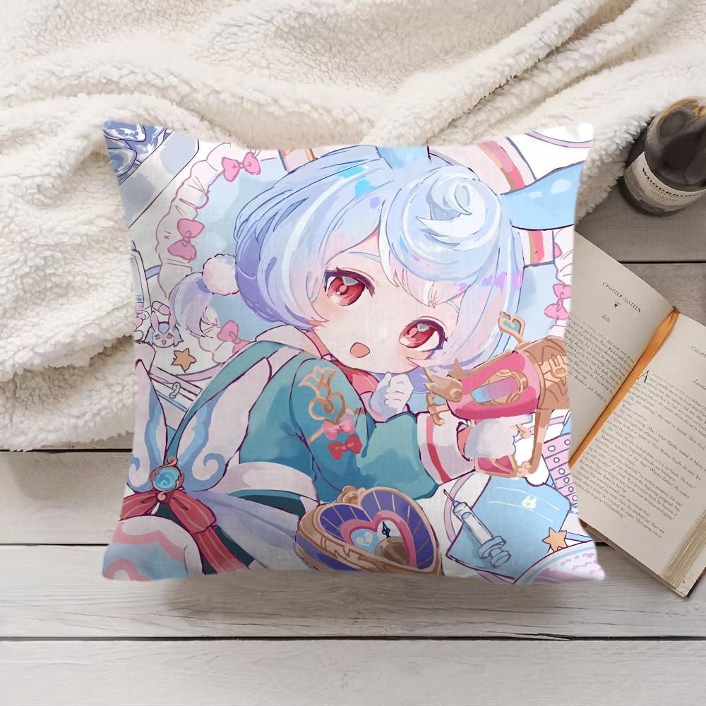 Sigewinne Genshin Impact Cushion Cover Silky Short Plush Invisible Zipper Dustproof Sofa Pillow Case For Home Decor