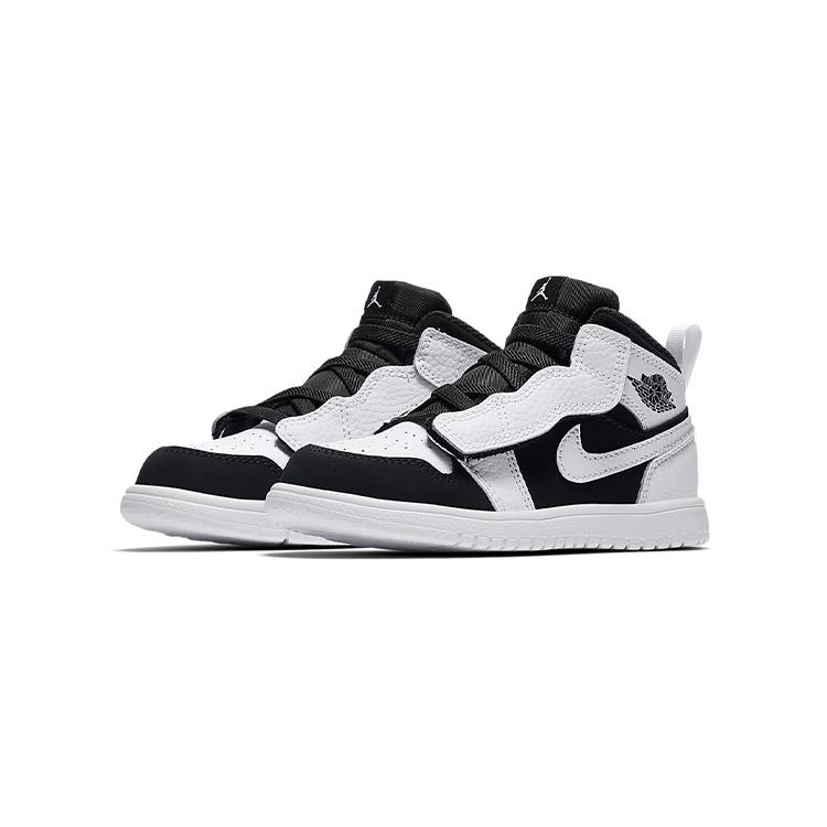 Jordan Air Jordan 1 TD Comfortable High top Toddler Shoes Black White Infant And Toddler AR6352-113