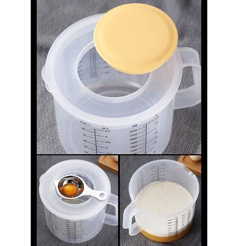 2.5l Baking Measuring  Cup Transparent Home Scale Mixing Bowl With Lid Kitchen Tools