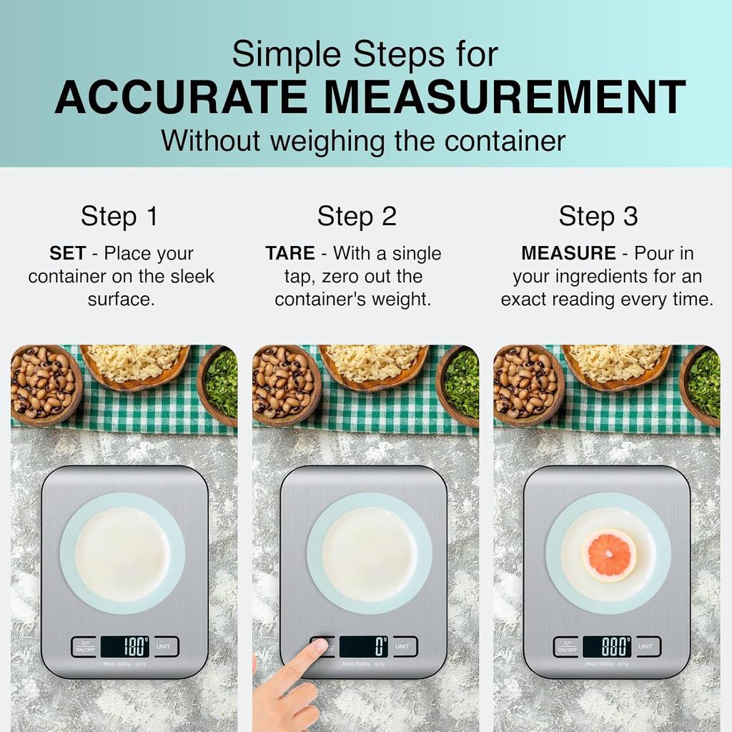 10PCS Rechargeable Kitchen Scale Jewellery Scale Electronic Scale Stainless Steel Home Kitchen Electronic Weighing Grammage 5KG