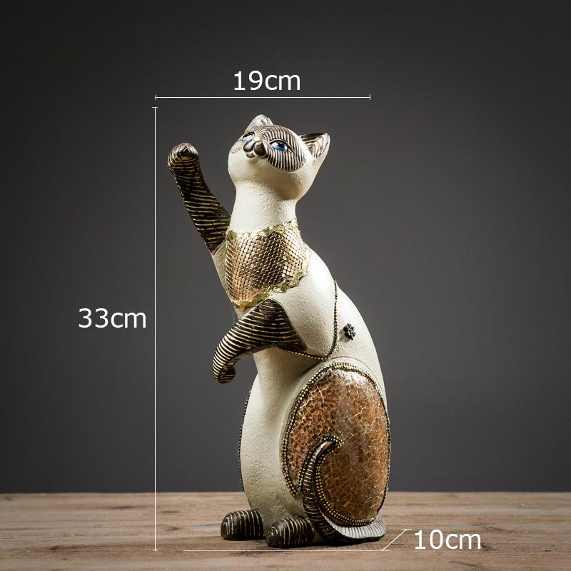 Estatua Creativa de Gato Siamés Adornos de Animales Encantadores Decoración de Escritorio Artesanía Moderna Escultura de Resina de Gatito Decoración Estética para Habitación
