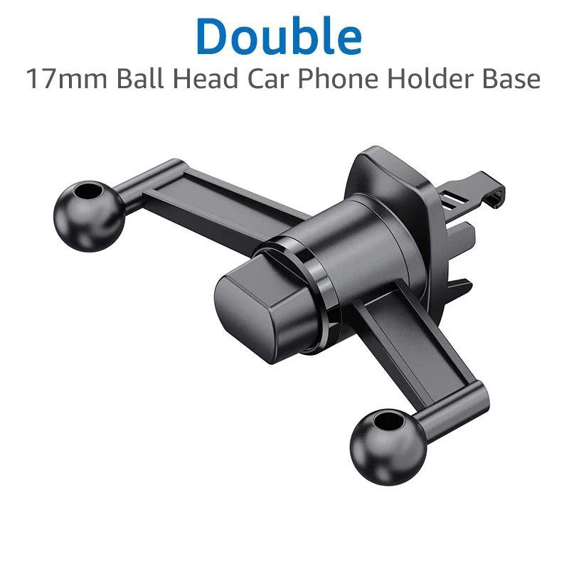 17mm Dual Ball Head Base for Car Mobile Phone Stand Air Outlets Clip Mount Universal Car Air Vent Cellphone Bracket Accessories