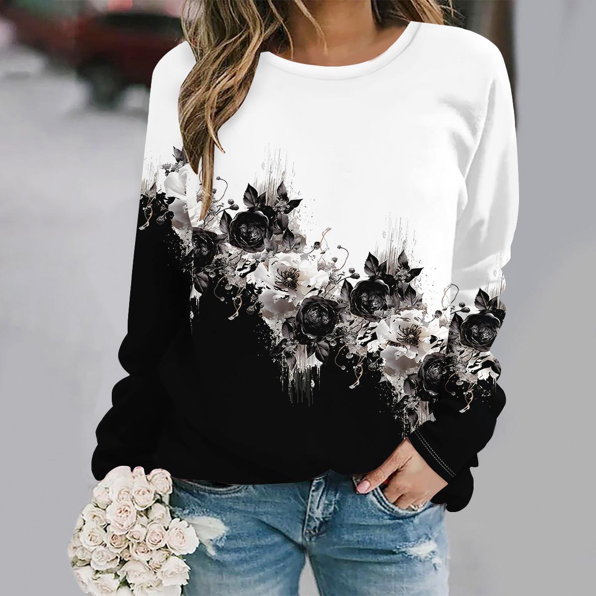 

осень и зима новая мода круглый вырез длинный рукав с принтом элегантная повседневная свободная толстовка S