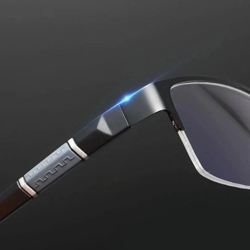 Male Business Half Spectacle Frame Frame Reading Eyeglasses Trendy Design Office Presbyopia Eyewear HD Lightweight TR90 TR90 Anti-blue Light