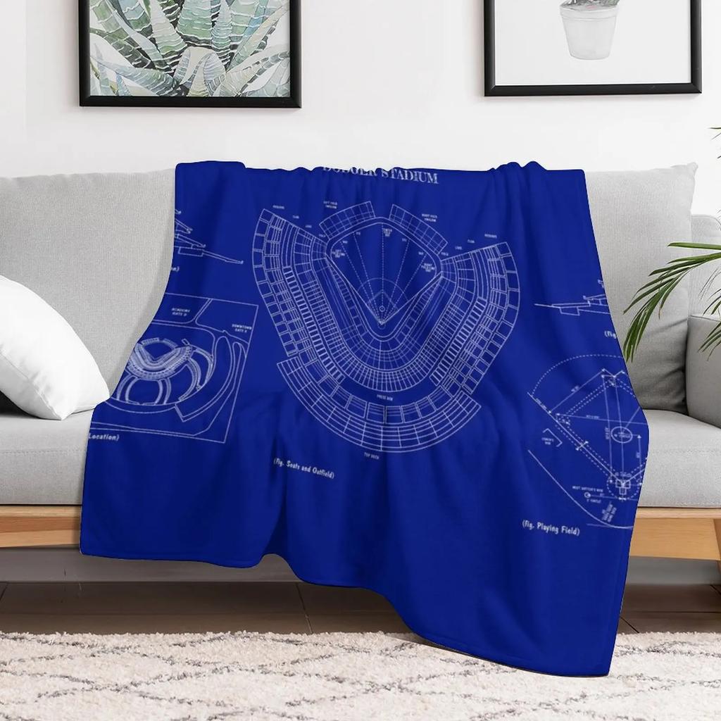 Dodger Stadium (White Stencil-No Background) Throw Blanket Sleeping Bag Thermal Soft Plush Plaid Heavy To Sleep Blankets