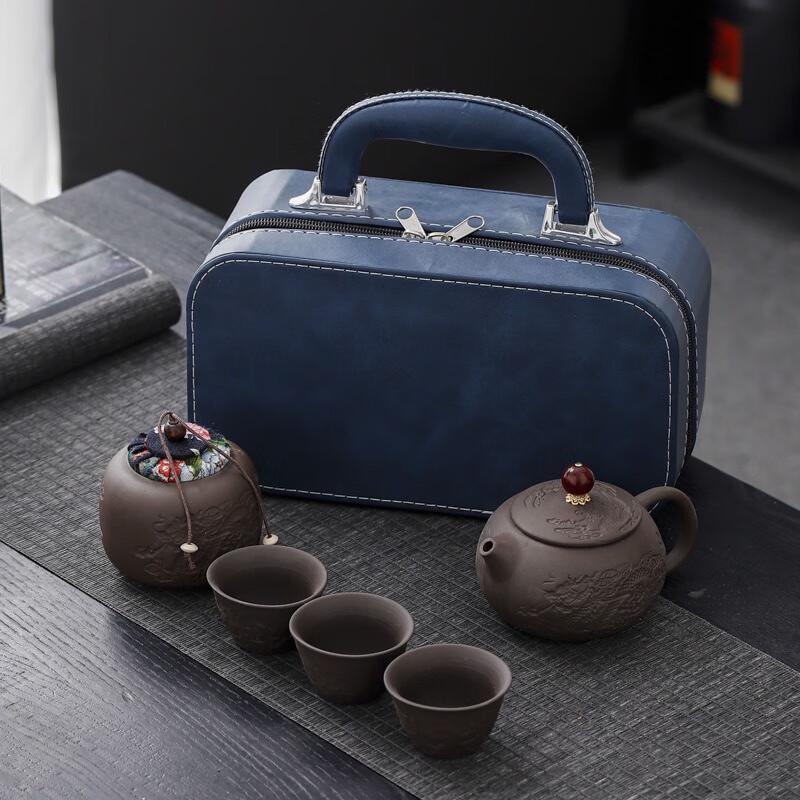 Purple Clay Portable Travel Kung Fu Tea Set
